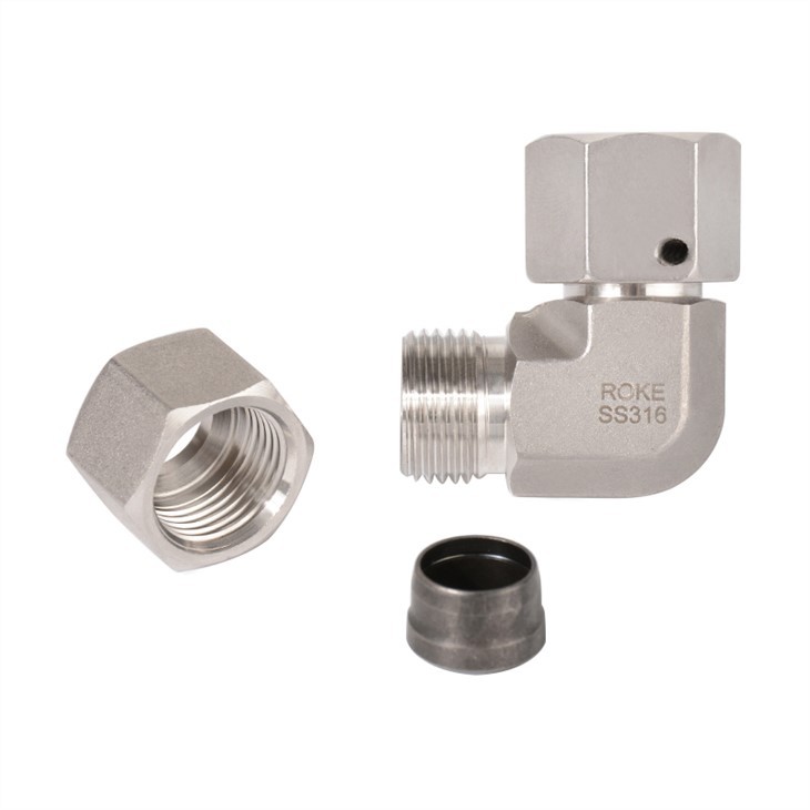 90 Degree Elbows Stainless Steel Swivel Single Ferrule Fittings