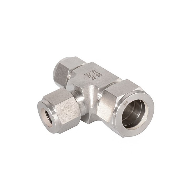 Stainless Steel Double Ferrules Tube Fitting Reducing Union Tee