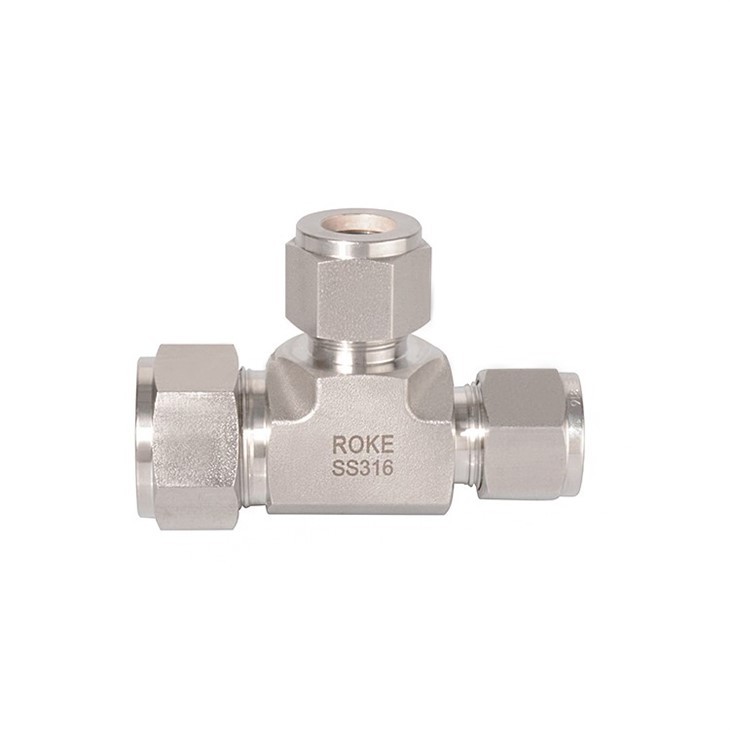 Stainless Steel Double Ferrules Tube Fitting Reducing Union Tee