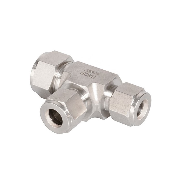 Stainless Steel Double Ferrules Tube Fitting Reducing Union Tee